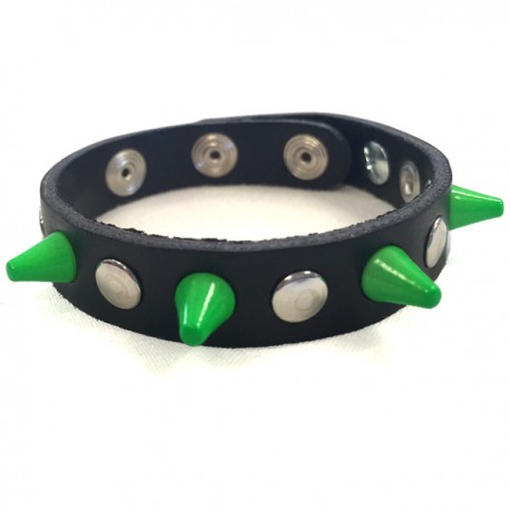 bracciale mini 1,3 cm verde con bottoni e rivetti